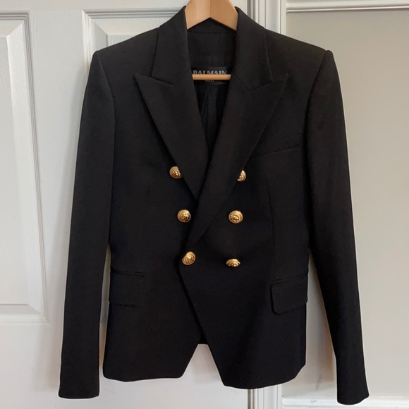 Balmain Jackets & Blazers - Balmain Black Double-Breasted Gold Button Blazer